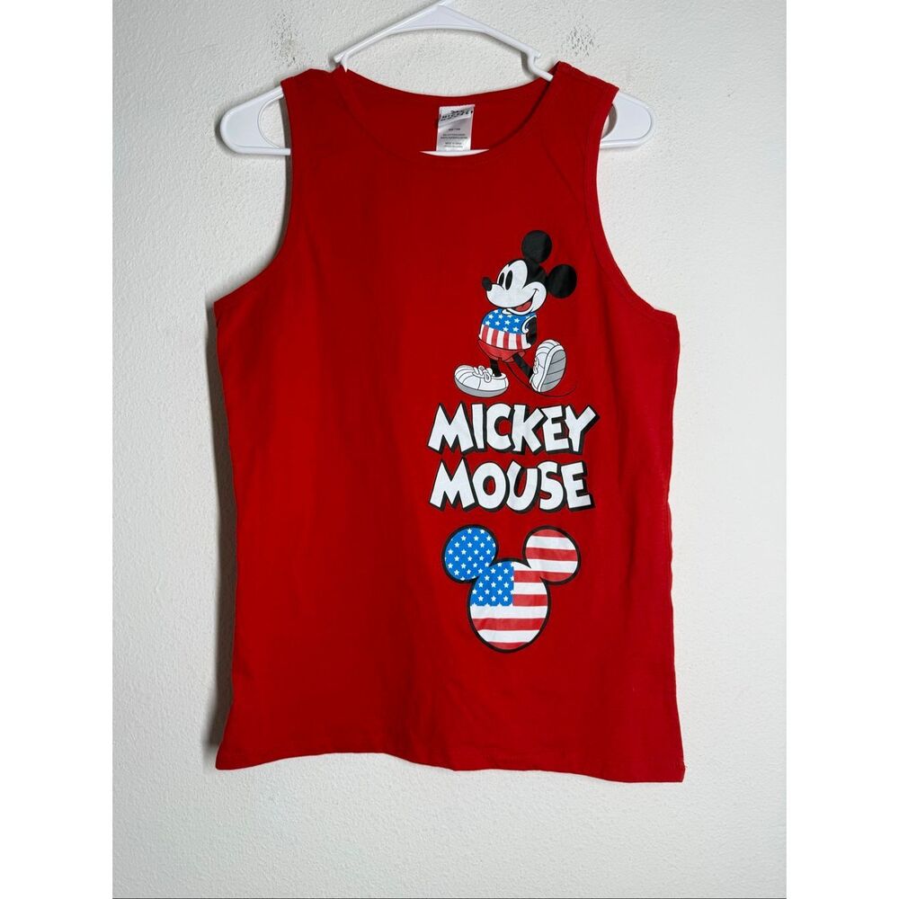 Disney Mickey Mouse Kids XL Red Tank Top Patriotic USA Graphic Sleeveless Shirt - Picture 1 of 7
